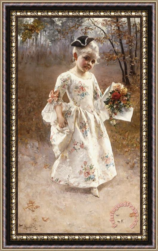 Albert Raudnitz The Little Flower Girl Framed Print