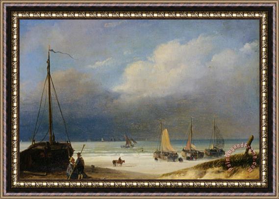 Albert Roosenboom Bomschuiten on The Beach Framed Painting