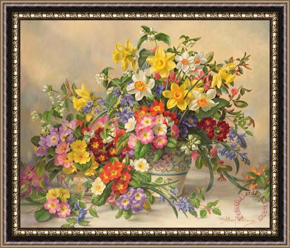 Albert Williams Spring Flowers and Poole Pottery Framed Painting