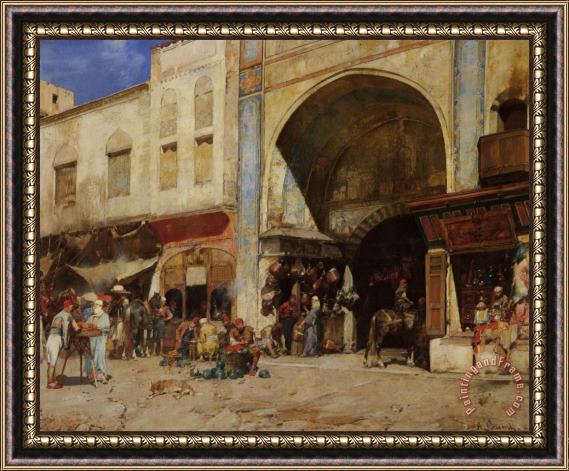 Alberto Pasini An Eastern Market Framed Painting