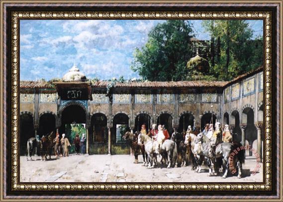 Alberto Pasini Circassian Knights Waiting for Their Leader Framed Painting