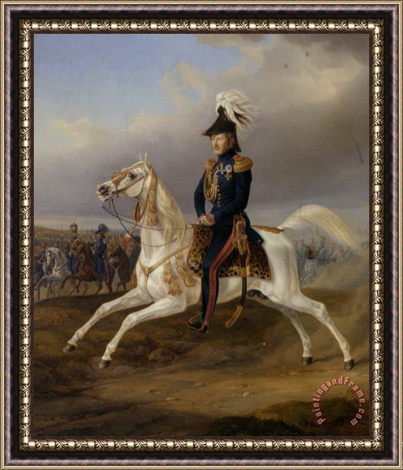 Albrecht Adam King William I of Wurttemberg on Horseback Framed Painting