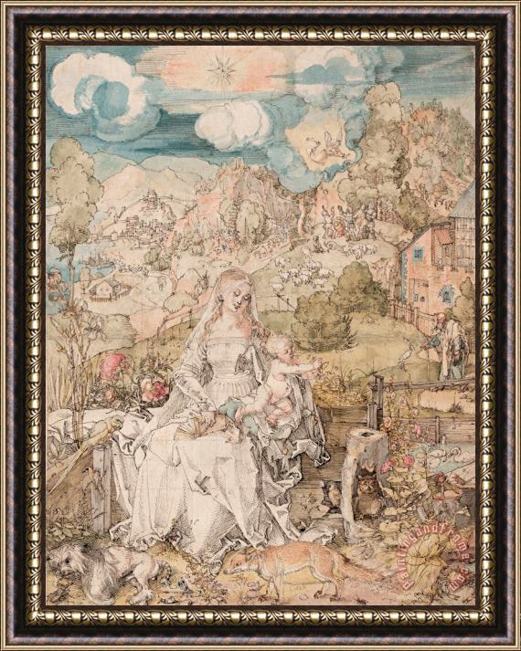 Albrecht Durer Mary Among a Multitude of Animals, C. 1503 Framed Painting