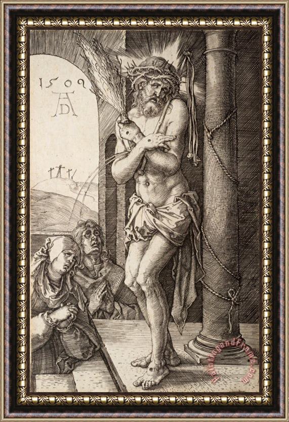 Albrecht Durer The Man of Sorrows by The Column with The Virgin And St. John, From The Engraved Passion Framed Painting