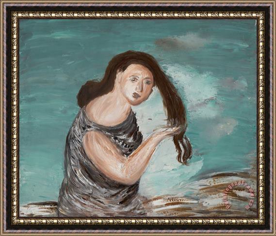Aleksandr Drevin Woman with Long Hair Framed Painting