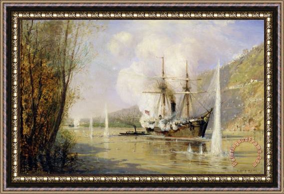 Aleksei Petrovich Bogolyubov The Russian Destroyer Shutka attacking a Turkish ship on the 16th June 1877 Framed Print