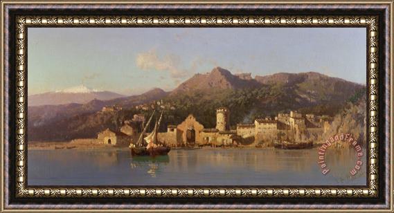 Alessandro la Volpe View of Taormina Sicily Framed Painting