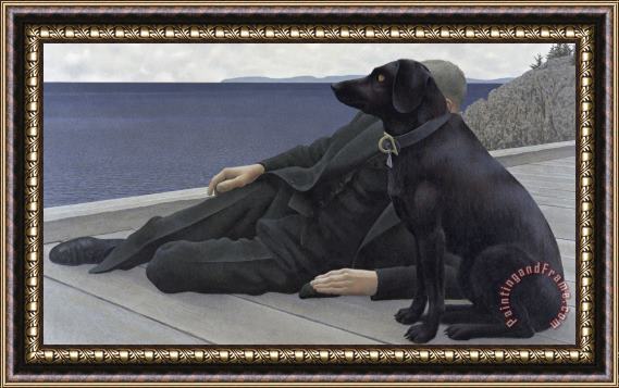 Alex Colville Dog And Priest Framed Painting