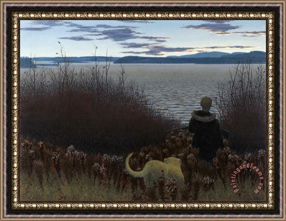 Alex Colville Dog, Boy And St. John River Framed Painting