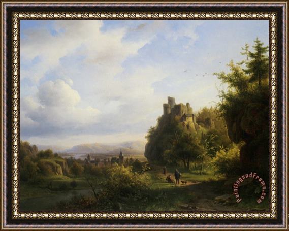 Alexander Joseph Daiwaille Landscape with a Castle Beyond Framed Print