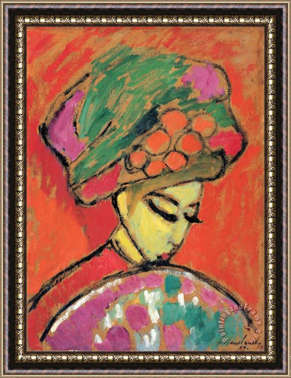 Alexei Jawlensky Young Girl with a Flowered Hat Framed Painting