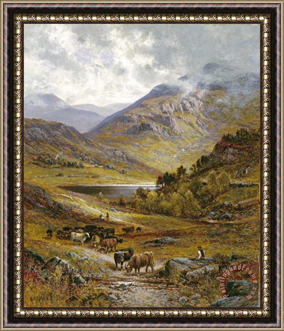 Alfred Augustus Glendening Longhorn Cattle Framed Painting