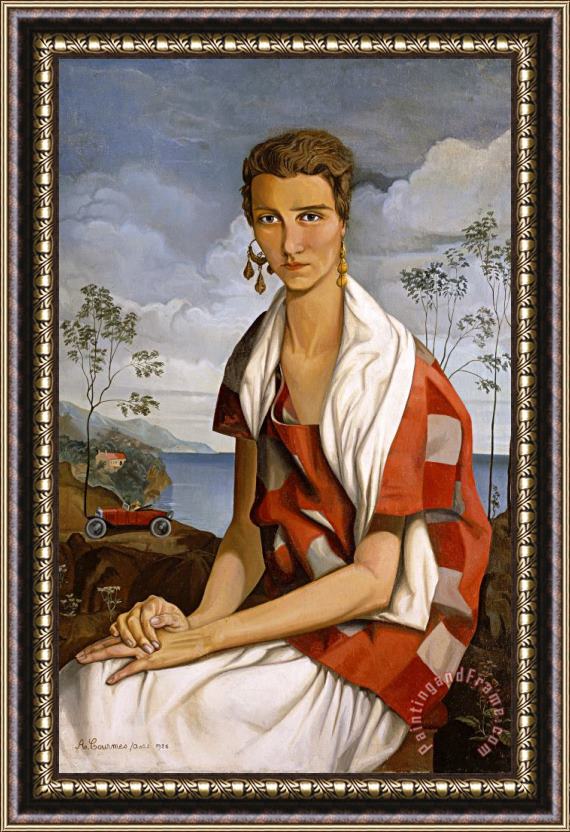 Alfred Courmes Portrait of Peggy Guggenheim Framed Painting