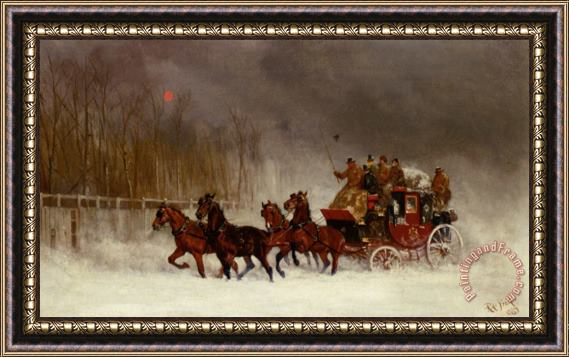 Alfred F. De Prades Winter Royal Mail Coach Framed Painting