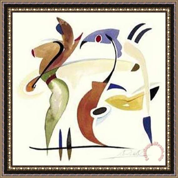 alfred gockel Fishing in The Abstract Framed Painting
