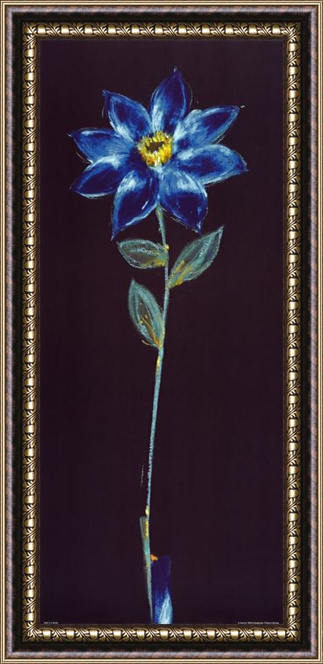 alfred gockel Midnight Blue Daisy Panel Framed Painting