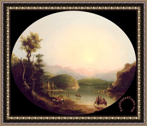 Alfred Jacob Miller Shoshone Indians at a Mountain Lake (lake Fremont) Framed Painting