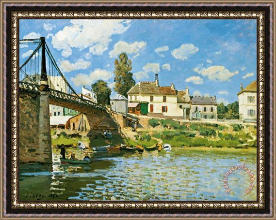 Alfred Sisley Bridge At Villeneuve-la-garenne Framed Painting