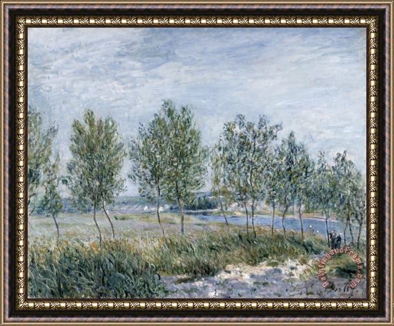 Alfred Sisley Poplars on a River Bank Framed Print