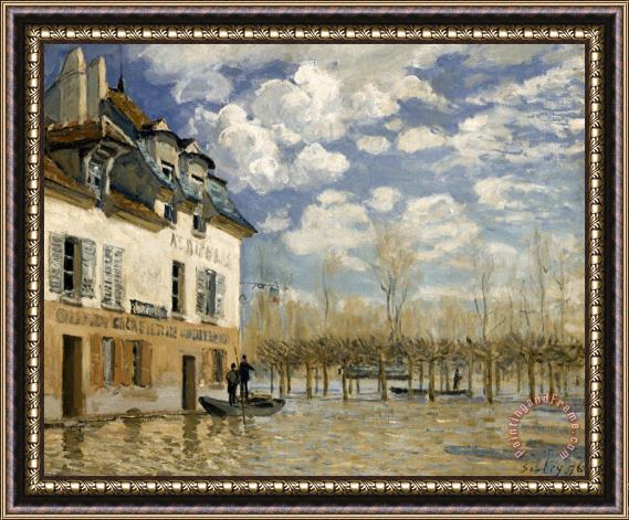 Alfred Sisley The Barge During The Flood, Port Marly, 1876 Framed Print