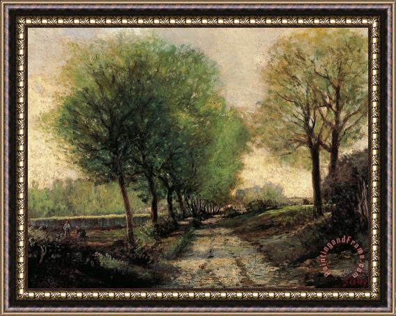 Alfred Sisley Tree-lined Avenue In A Small Town Framed Painting