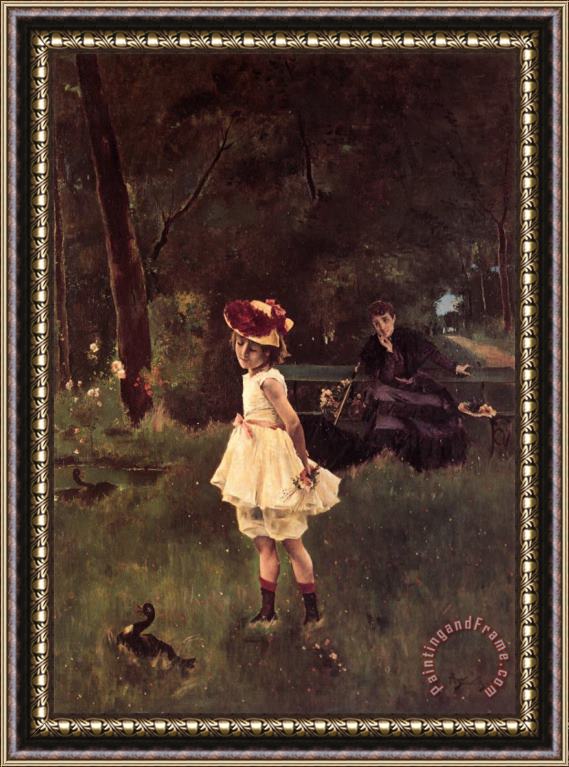 Alfred Stevens La Fillette Au Canard Framed Painting