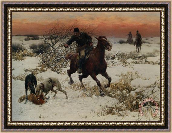Alfred von Wierusz Kowalski The Hunters Framed Painting
