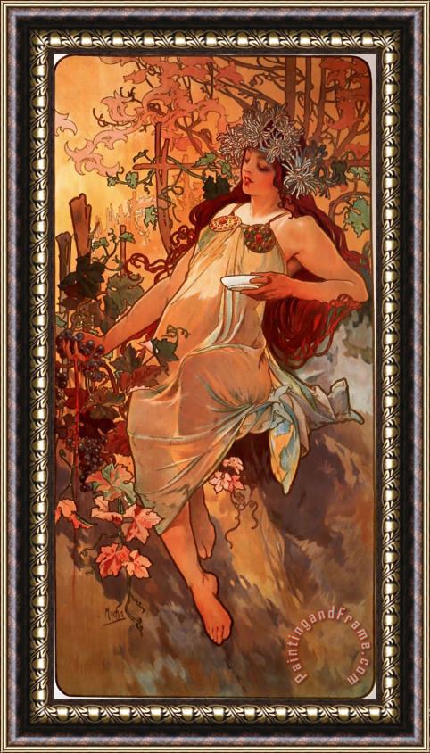 Alphonse Maria Mucha Autumn Framed Painting