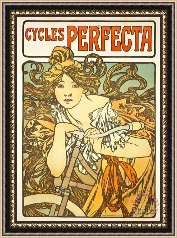 Alphonse Maria Mucha Cycles Perfecta Framed Print