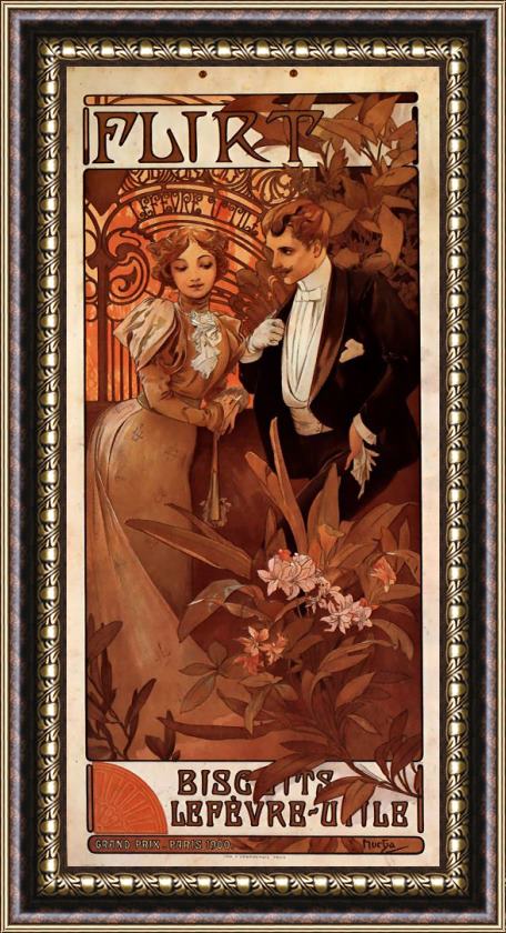 Alphonse Maria Mucha Flirt (calendar) Framed Print