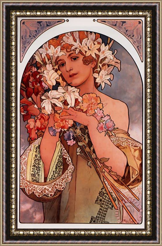 Alphonse Maria Mucha Flower Framed Print