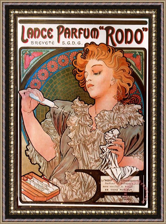 Alphonse Maria Mucha Lanceparfum, 'rodo' Framed Painting