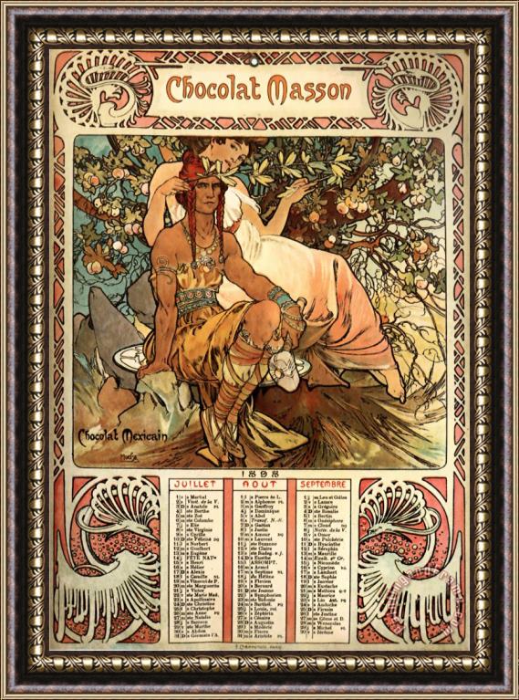 Alphonse Maria Mucha Manhood (calendar) Framed Painting