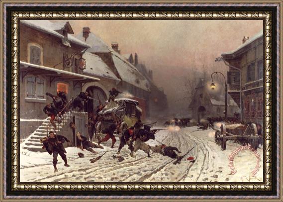 Alphonse Marie de Neuville The Attack At Dawn Framed Painting