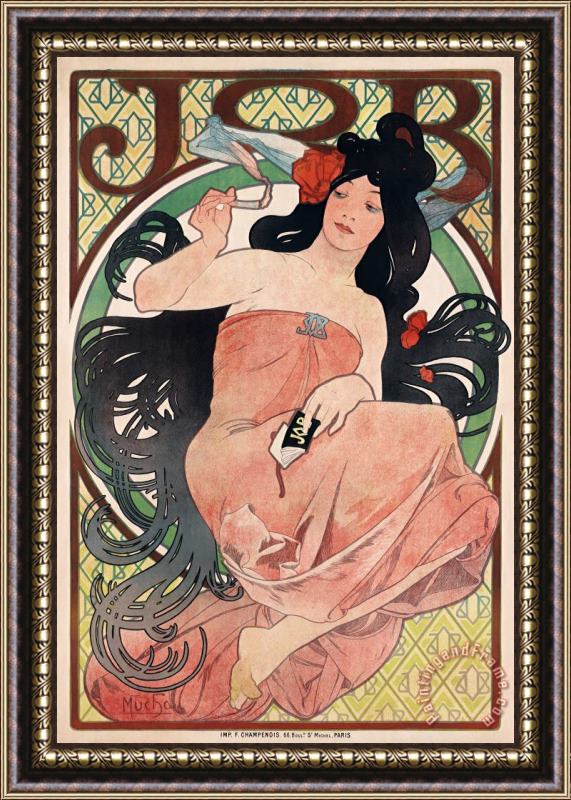 Alphonse Marie Mucha Art Nouveau Poster of Woman Framed Painting