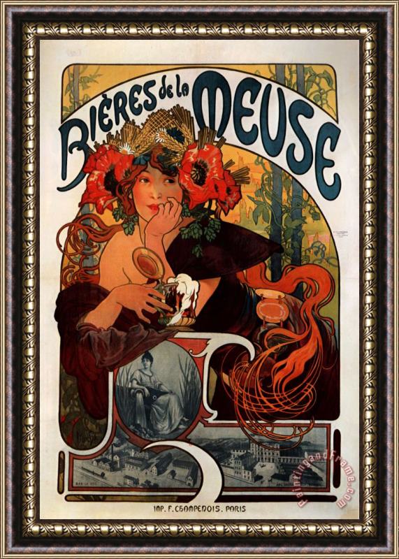 Alphonse Marie Mucha Beer of The Meuse 1897 Framed Painting