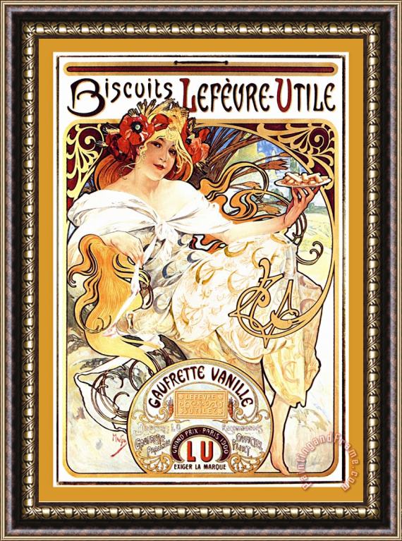 Alphonse Marie Mucha Biscuits Lefevre Utile Framed Print