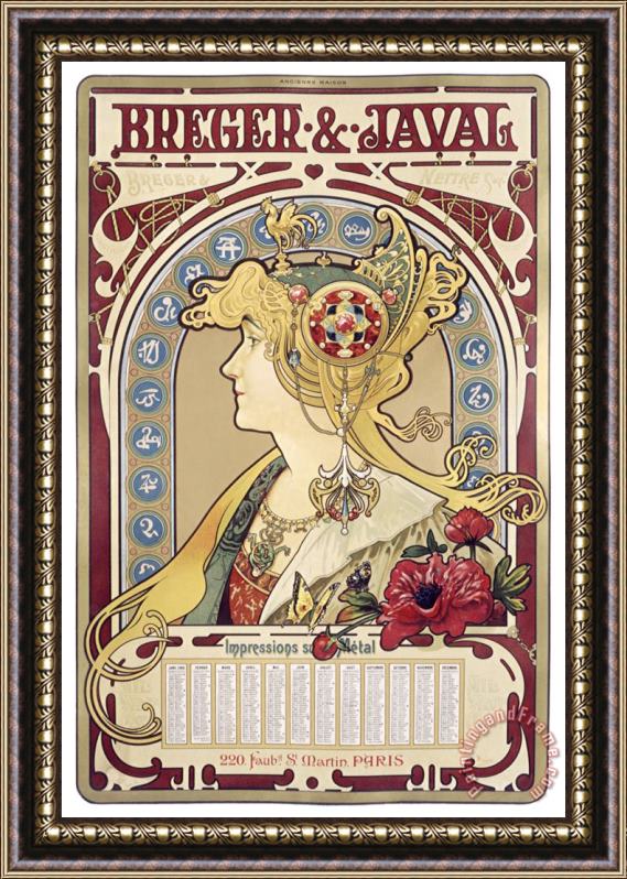 Alphonse Marie Mucha Breger Javal Calendar Framed Print