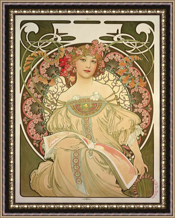 Alphonse Marie Mucha Champagne Printer Publisher 1897 Framed Painting