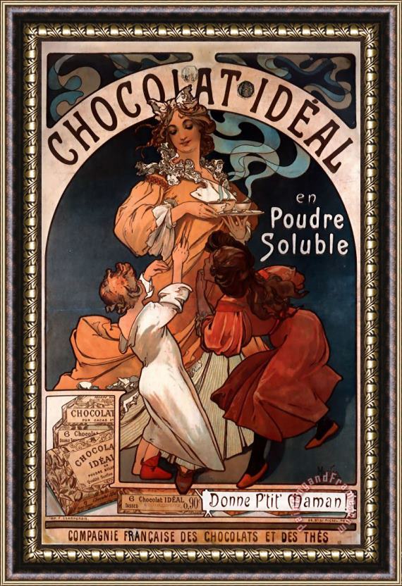 Alphonse Marie Mucha Chocolat Ideal 1897 Framed Painting