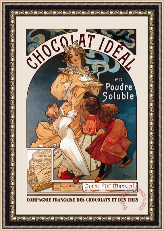Alphonse Marie Mucha Chocolat Ideal Framed Painting