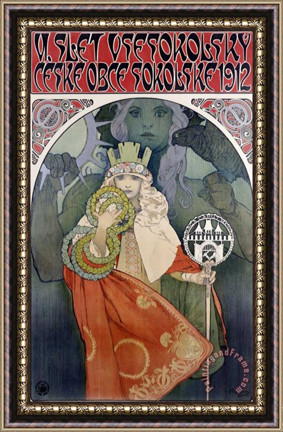 Alphonse Marie Mucha Czech Slet 1912 Framed Painting