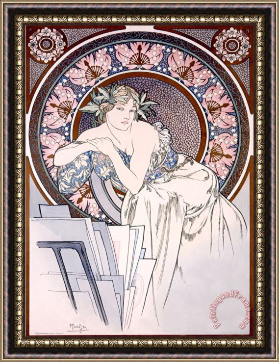 Alphonse Marie Mucha Femme Aux Coquelicots Framed Print