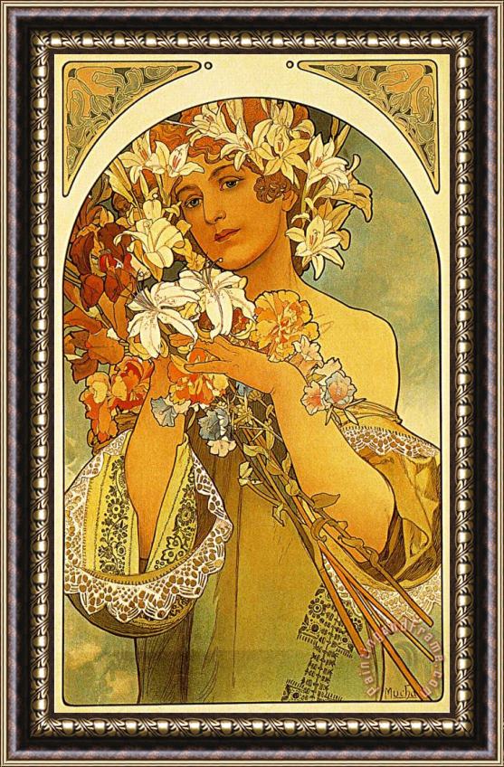 Alphonse Marie Mucha Flower 1897 Framed Painting
