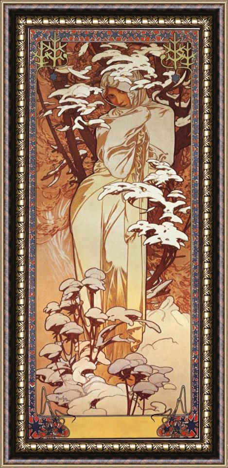 Alphonse Marie Mucha Hiver 1900 Framed Painting