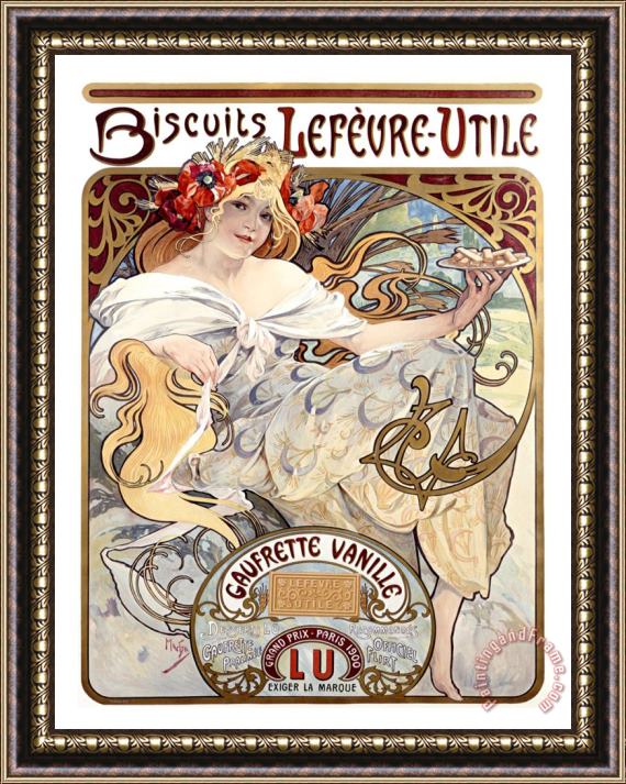 Alphonse Marie Mucha Lefevre Utile Biscuits Framed Print