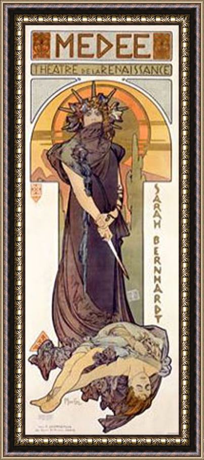 Alphonse Marie Mucha Medee Sarah Bernhardt Framed Painting