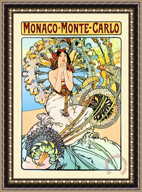 Alphonse Marie Mucha Monaco Monte Carlo Framed Painting