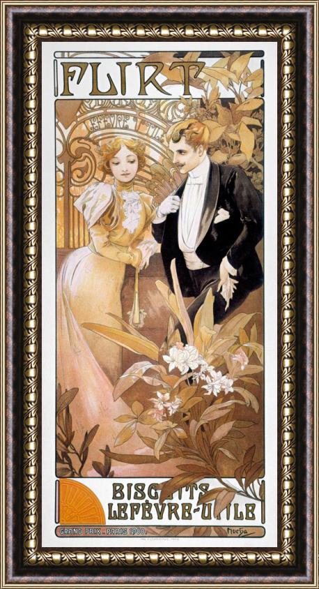 Alphonse Marie Mucha Mucha Biscuit Ad C1895 Framed Painting