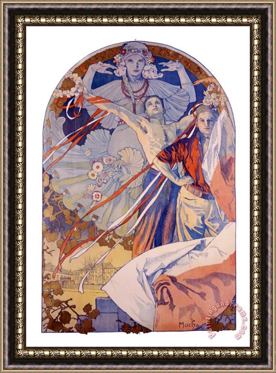 Alphonse Marie Mucha Pagenat on The Vltava Framed Painting
